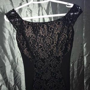 Gold & black long prom dress